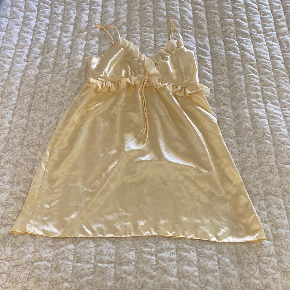 LA Intimates Light Yellow Satin Slip Dress